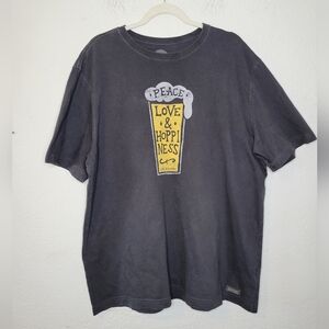 Life is Good Classic Fit Gray Cotton Beer Tshirt Size XL Peace, Love & Hoppiness